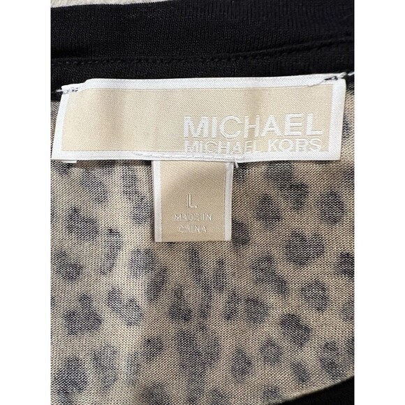 Michael Kors Womens Animal Print Top Bottom Black Sheer Size Large - Picture 6 of 7